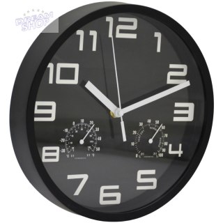 ZEGAR ŚCIENNY 25CM Z TERMOMETREM CZARNY