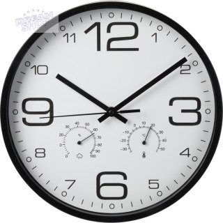 ZEGAR ŚCIENNY 30CM Z TERMOMENTREM CZARNY