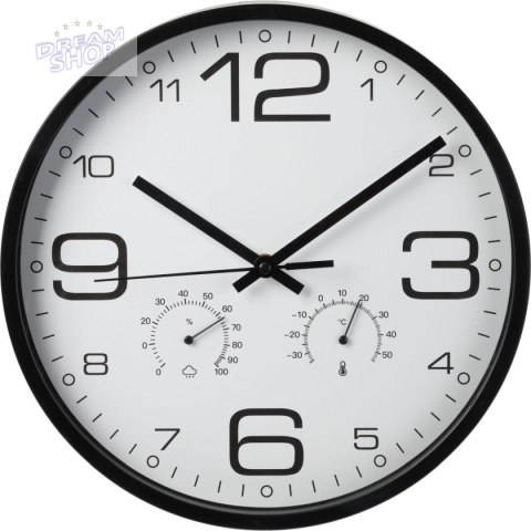 ZEGAR ŚCIENNY 30CM Z TERMOMENTREM CZARNY