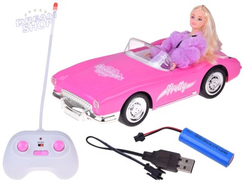 Autko Retro Cadillac na pilota + Elegancka Lalka w Futrze RC0745