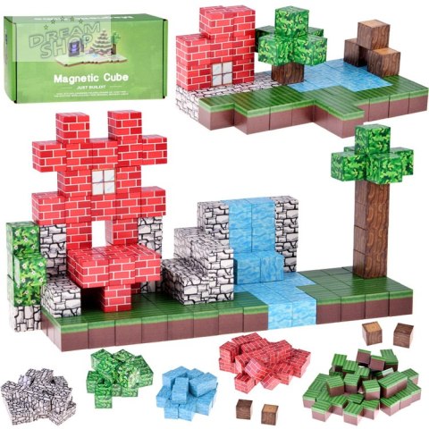 Klocki magnetyczne konstrukcyjne 144 ele kostki sześciany piksele ZA6005