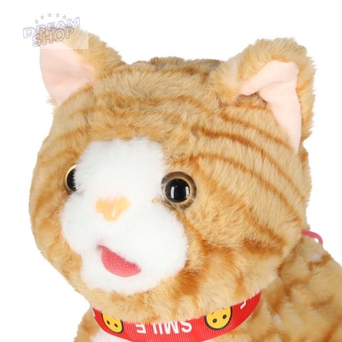 Kotek interaktywny na smyczy miauczy chodzi rusza ogonem beżowy