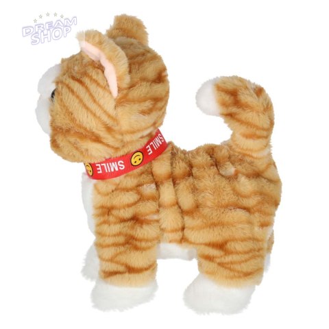 Kotek interaktywny na smyczy miauczy chodzi rusza ogonem beżowy