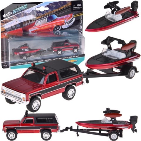 Maisto Licencjonowane Auto metalowe Chevrolet K5 Blazer + łódź 1:64 ZA5964