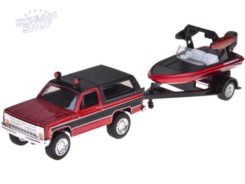 Maisto Licencjonowane Auto metalowe Chevrolet K5 Blazer + łódź 1:64 ZA5964