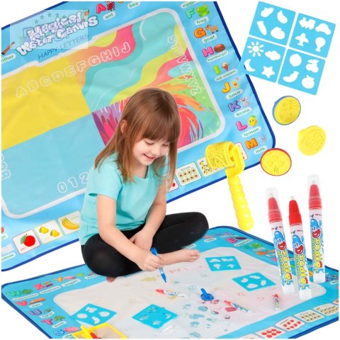 Mata wodna do malowania rysowania wodą mazaki pieczątki szablony wałek 100x80cm alfabet