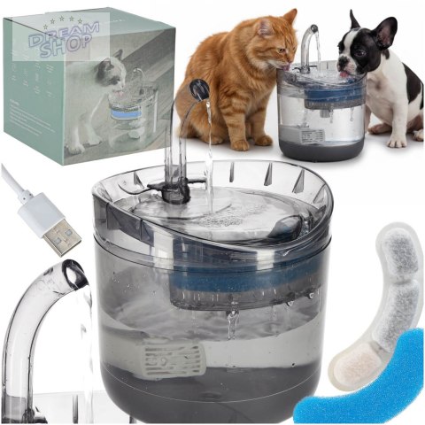 Poidełko fontanna dla psa kota zwierząt automatyczne poidło USB 1,8l filtr czyszczący