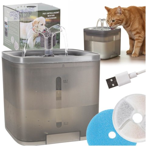 Poidełko fontanna dla psa kota zwierząt automatyczne poidło USB 2l filtr czyszczący