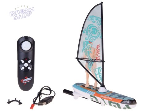 Zdalnie sterowany świecący WINDSURFER pływający na pilota RC0740