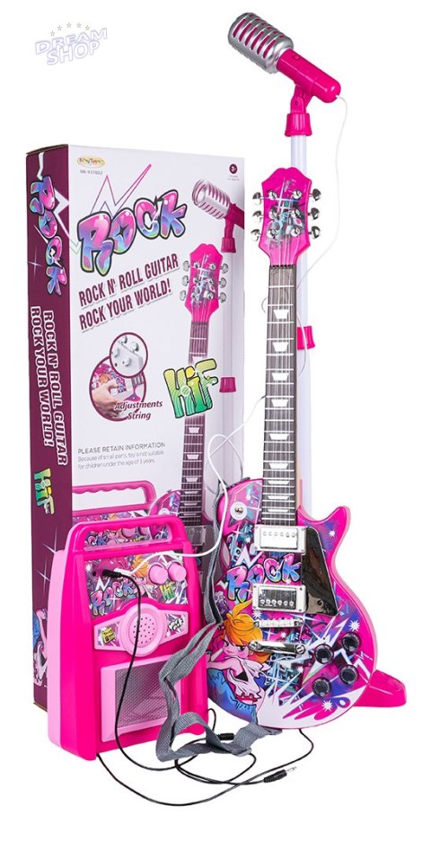 Zestaw Gitara + Wzmacniacz Różowy Zestaw Gitara + Wzmacniacz Różowy