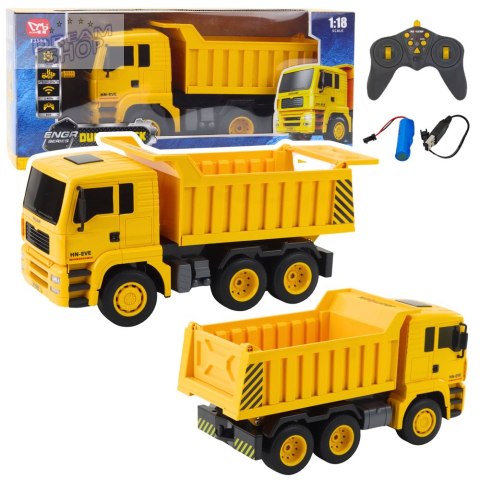 Ciężarówka Budowlana Wywrotka Zdalnie Sterowana RC Światła LED 1:18