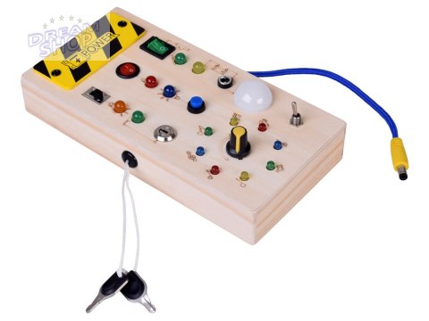 Drewniana TABLICA manipulacyjna Montessori - elektryczne diody LED ZA5944