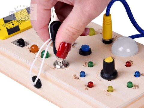Drewniana TABLICA manipulacyjna Montessori - elektryczne diody LED ZA5944