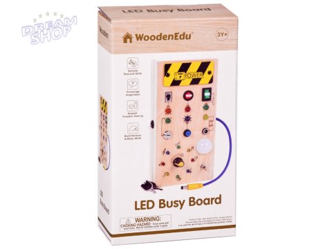 Drewniana TABLICA manipulacyjna Montessori - elektryczne diody LED ZA5944