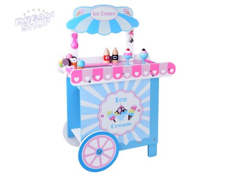 Duża pastelowa budka z lodami LODZIARNIA z drewna + 8 różnych lodów ZA5945