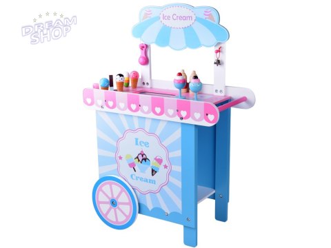 Duża pastelowa budka z lodami LODZIARNIA z drewna + 8 różnych lodów ZA5945