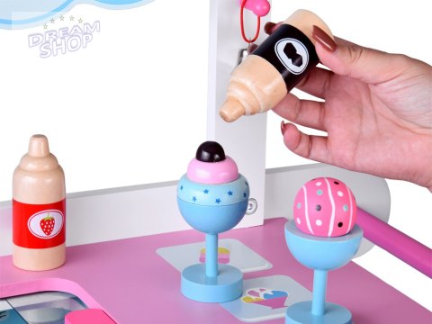 Duża pastelowa budka z lodami LODZIARNIA z drewna + 8 różnych lodów ZA5945