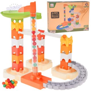 Klocki 63ele tor kulkowy kulodrom zjeżdżalnia dla kulek ZA5980