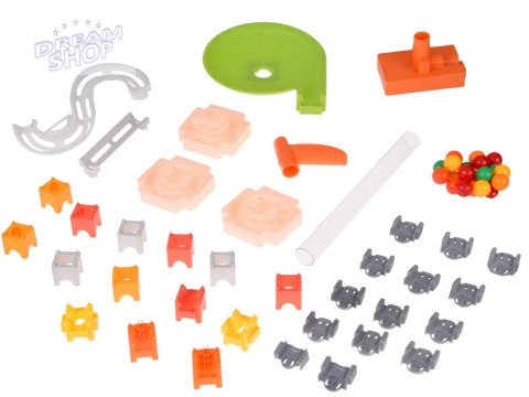 Klocki 63ele tor kulkowy kulodrom zjeżdżalnia dla kulek ZA5980