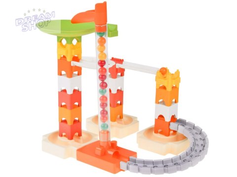 Klocki 63ele tor kulkowy kulodrom zjeżdżalnia dla kulek ZA5980