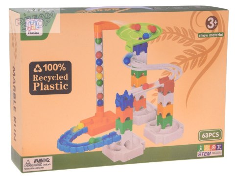 Klocki 63ele tor kulkowy kulodrom zjeżdżalnia dla kulek ZA5980