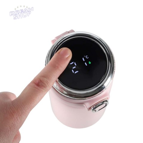 Kubek termiczny z ustnikiem termos LED 420ml róż