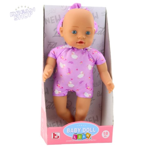 Lalka Niemowlę w Fioletowym Body Miękki Brzuszek Opaska Z Kokardką 31 cm