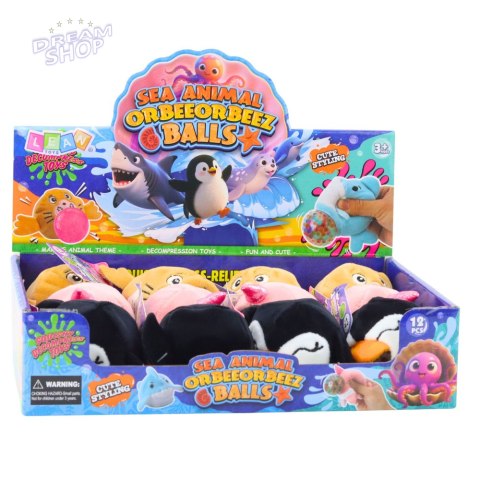 Pluszak Do Ściskania Ugniatania Gniotek z Kulkami Wodnymi Pingwin Morświn 6 cm