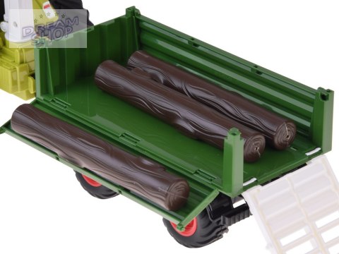 Sterowany Traktor na pilota z przyczepą i chwytakiem bale drewna RC0719
