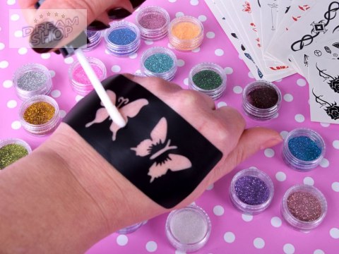 TATUAŻE dla dzieci brokatowe duży zestaw do robienia tatuaży ZA4170