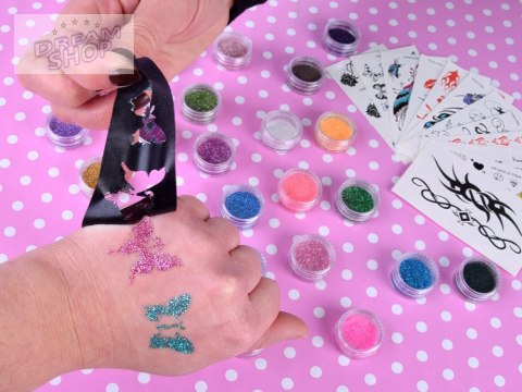 TATUAŻE dla dzieci brokatowe duży zestaw do robienia tatuaży ZA4170