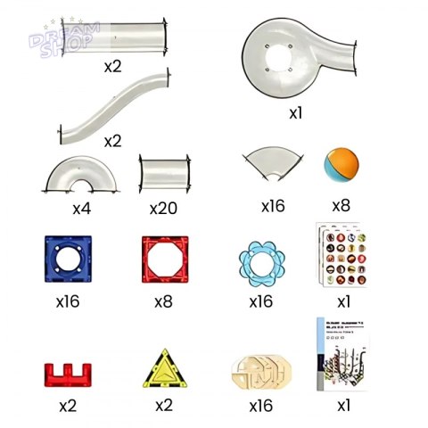 WOOPIE Klocki Magnetyczne Konstrukcyjne 3D Zestaw Edukacyjny Tor Kulkowy 113 el.