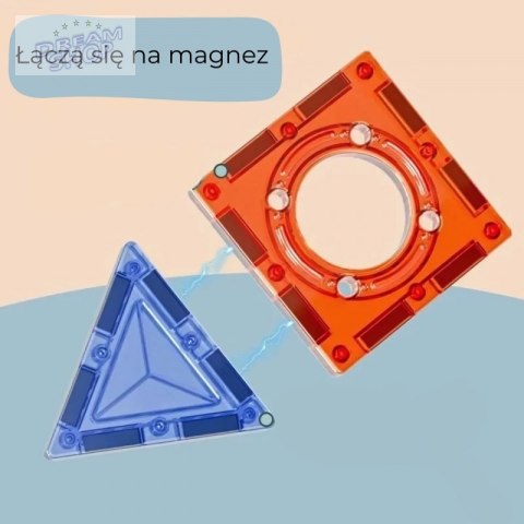 WOOPIE Klocki Magnetyczne Konstrukcyjne 3D Zestaw Edukacyjny Tor Kulkowy 113 el.