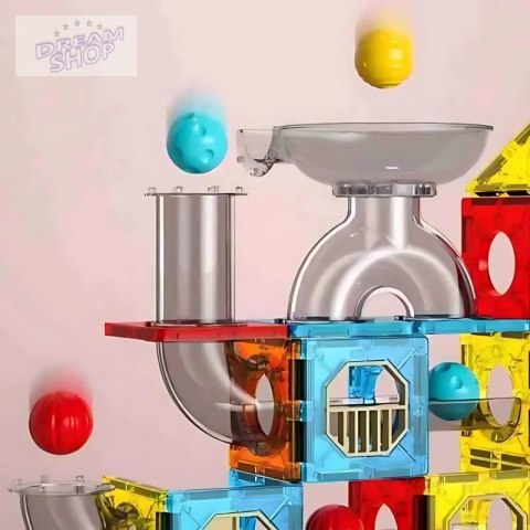 WOOPIE Klocki Magnetyczne Konstrukcyjne 3D Zestaw Edukacyjny Tor Kulkowy 113 el.