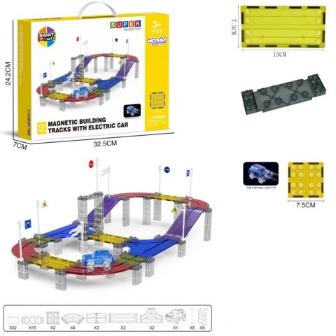 WOOPIE Magnetyczny Tor Samochodowy Wyścigowy + Autko 137 El.