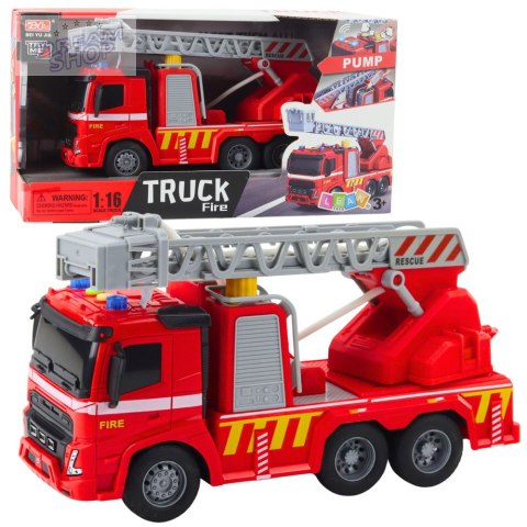 Wóz Strażacki Straż Pożarna Drabina Światła Dźwięki Rozpylanie Wody 1:16