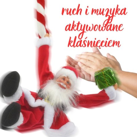MIKOŁAJ ŚWIĄTECZNY GRAJĄCY RUSZAJĄCY SIĘ WISZĄCY Z LIZAKIEM CANDY 82CM MICA
