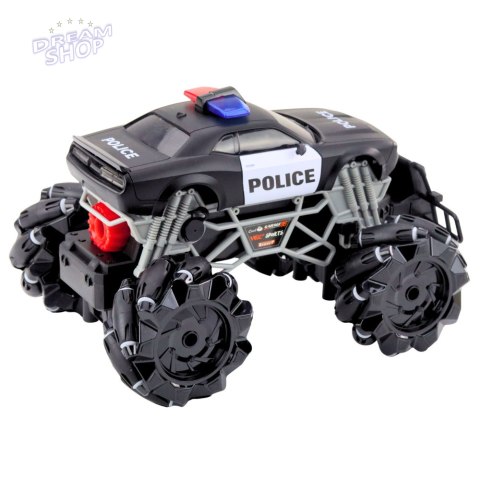 Samochód Terenowy Policyjny Zdalnie Sterowany RC Światła Efekt Dymny 1:16