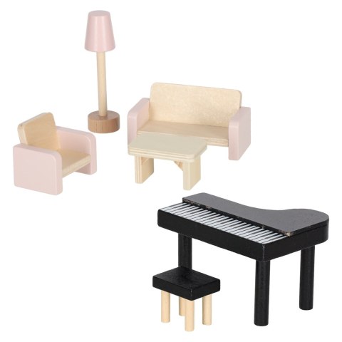 Domek dla lalek drewniany mebelki 78cm róż LED