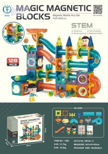 Klocki Magnetyczne Zestaw 128 elementów