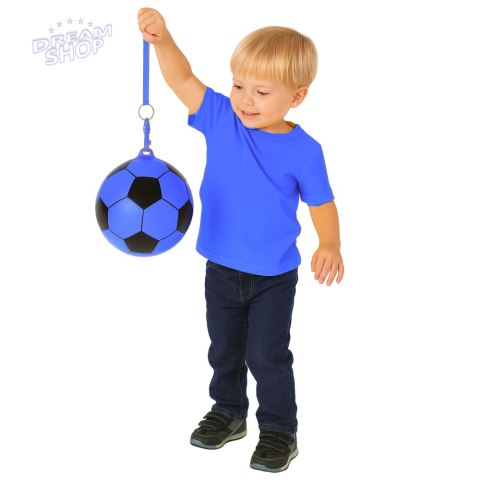 Piłka Gumowa Wzór Piłki Nożnej Uchwyt Na Sprężynę Niebieska 22cm