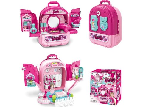 Domek Dla Lalek Toaletka W Walizce Plecak Zestaw 3w1 + Akcesoria