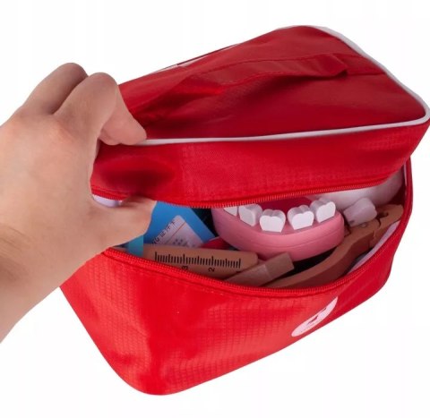 Drewniany zestaw lekarza i dentysty w walizce 2 króliczki dla dzieci duży