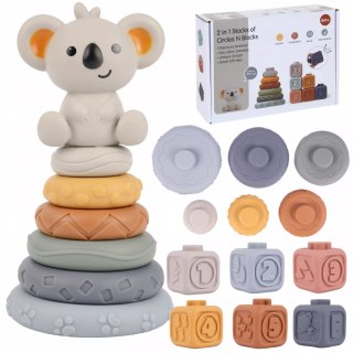 Klocki sensoryczne gumowe miękkie Montessori wieża piramida 13 el