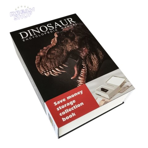 Książka Ukryta Skarbonka Sejf Na Kod Szyfr Dinozaur Czarna