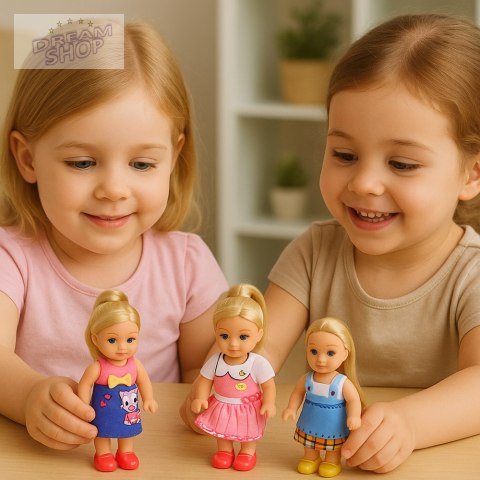 Mini Laleczka Kaibibi Kolorowa Sukienka Długie Włosy 12 cm Mix