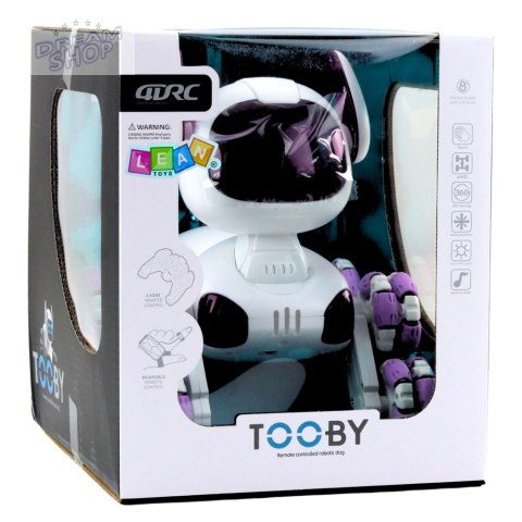 Robot Pies TOOBY Zdalnie Sterowany RC 360° Światła Dźwięki Biało-Fioletowy