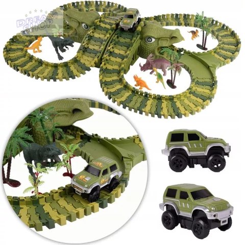 Tor samochodowy dla dzieci Dino Park wyścigowy zestaw 230 el dinozaury