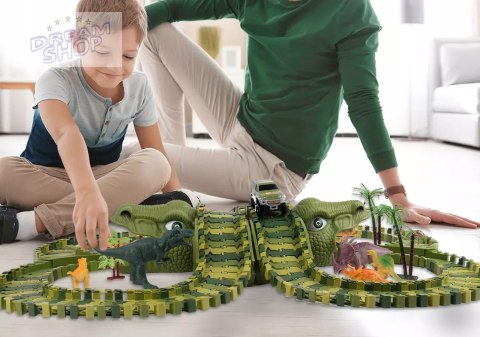Tor samochodowy dla dzieci Dino Park wyścigowy zestaw 230 el dinozaury