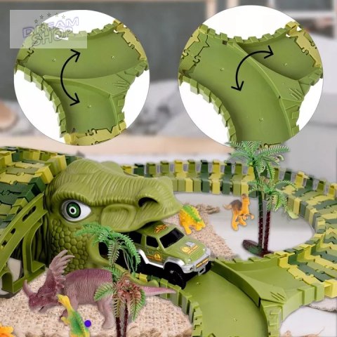 Tor samochodowy dla dzieci Dino Park wyścigowy zestaw 230 el dinozaury
